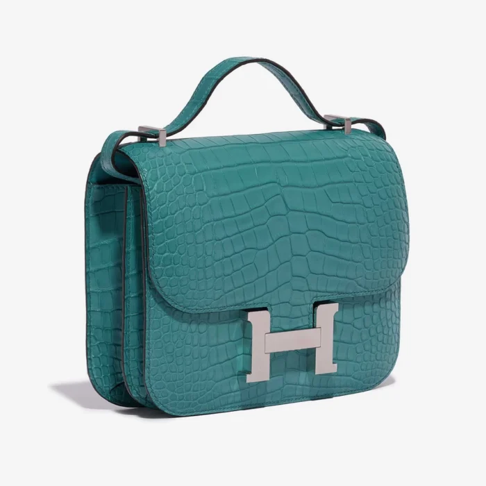 Premium Hermès Replica Constance 18 Matte Alligator Blue Paon PHW - Direct Luxury Fashion - Image 4