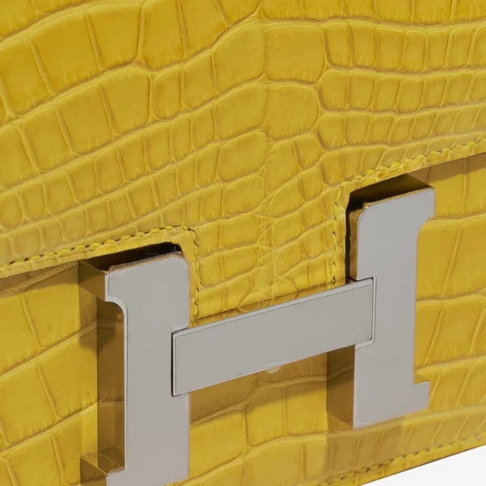 Premium Hermès Replica Constance 18 Matte Alligator Mimosa GHW - Direct Luxury Fashion - Image 6