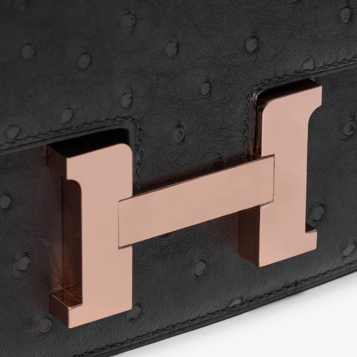 Premium Hermès Replica Constance 18 Ostrich Black GHW - Direct Luxury Fashion - Image 6