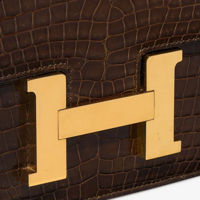 Premium Hermès Replica Constance 23 Porosus Crocodile Marron GHW - Direct Luxury Fashion - Image 6