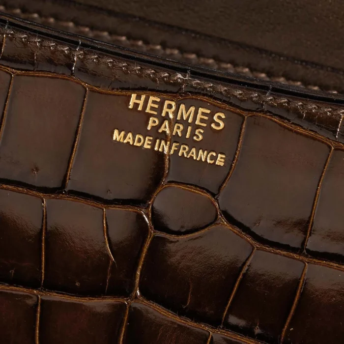 Premium Hermès Replica Constance 23 Porosus Crocodile Marron GHW - Direct Luxury Fashion - Image 2