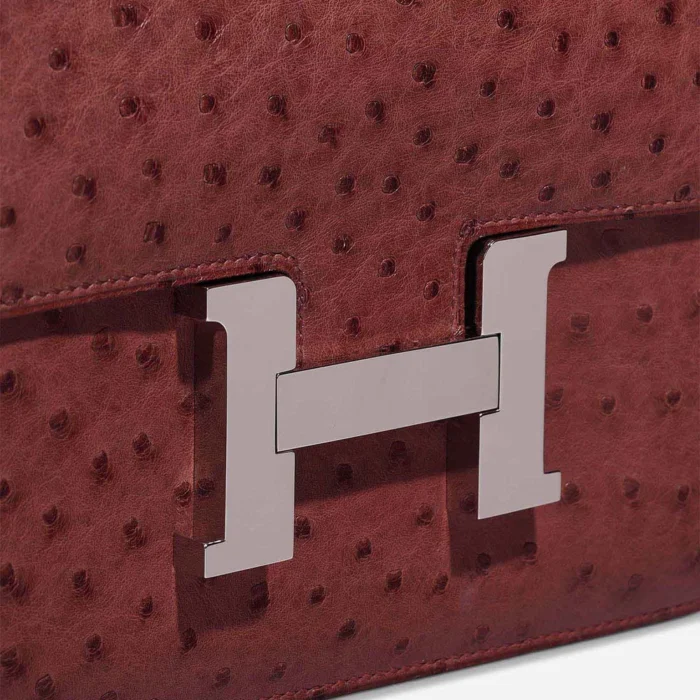 Premium Hermès Replica Constance 24 Ostrich Rouge H PHW - Direct Luxury Fashion - Image 7