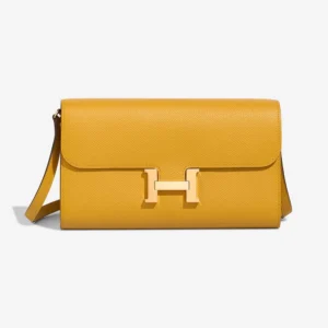 Premium Hermès Replica Constance To Go Epsom Jaune Ambre GHW - Direct Luxury Fashion