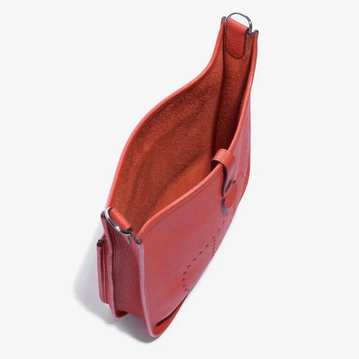 Premium Hermès Replica Evelyne 29 Clemence Rouge Pivoine PHW - Direct Luxury Fashion - Image 5