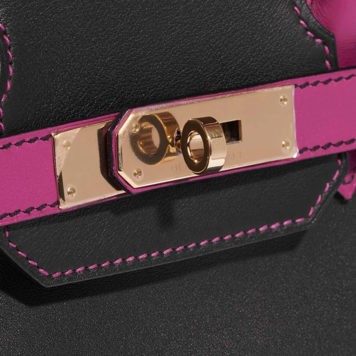 Premium Hermès Replica HSS Birkin 30 Swift Black/Rose Pourpe GHW - Direct Luxury Fashion - Image 7