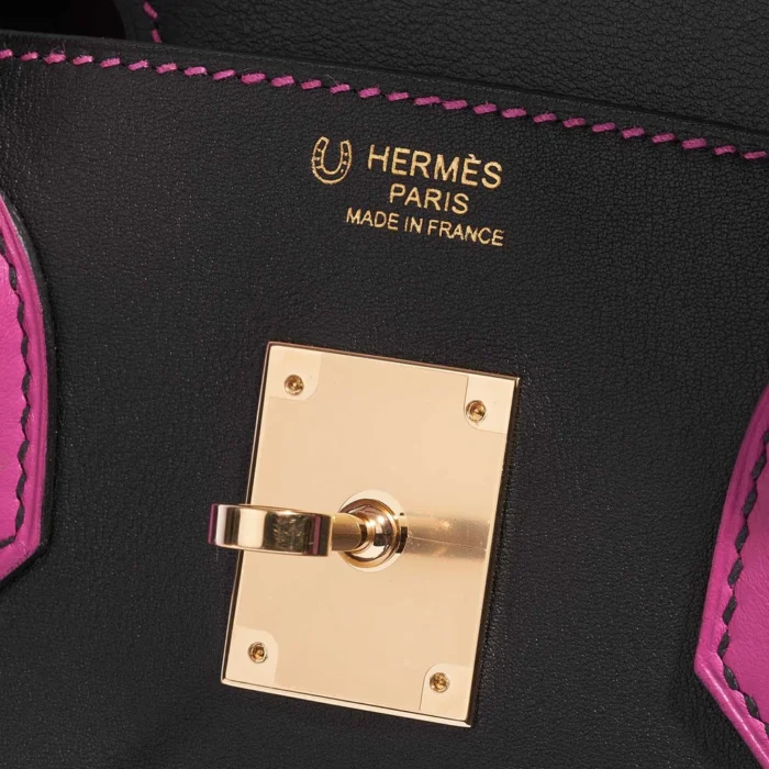 Premium Hermès Replica HSS Birkin 30 Swift Black/Rose Pourpe GHW - Direct Luxury Fashion - Image 6