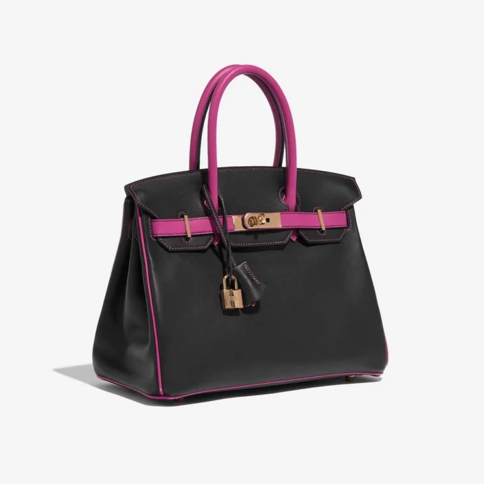 Premium Hermès Replica HSS Birkin 30 Swift Black/Rose Pourpe GHW - Direct Luxury Fashion - Image 4
