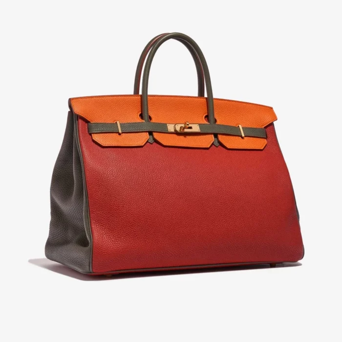 Premium Hermès Replica HSS Birkin 40 Togo Orange H/Olive/Vermillon GHW - Direct Luxury Fashion - Image 4