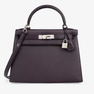 Premium Hermès Replica HSS Kelly 28 Chevre Raisin/Black PHW | DLF