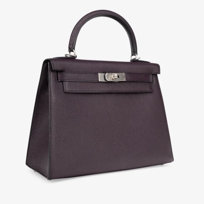Premium Hermès Replica HSS Kelly 28 Chevre Raisin/Black PHW - Direct Luxury Fashion - Image 3