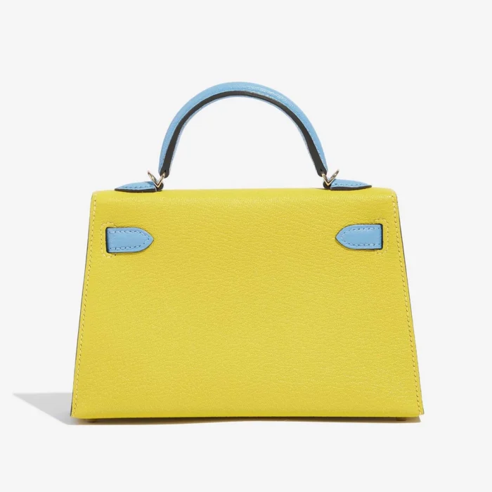 Premium Hermès Replica HSS Kelly Mini Chèvre Mysore Lime/Blue Aztec PBHW - Direct Luxury Fashion - Image 2