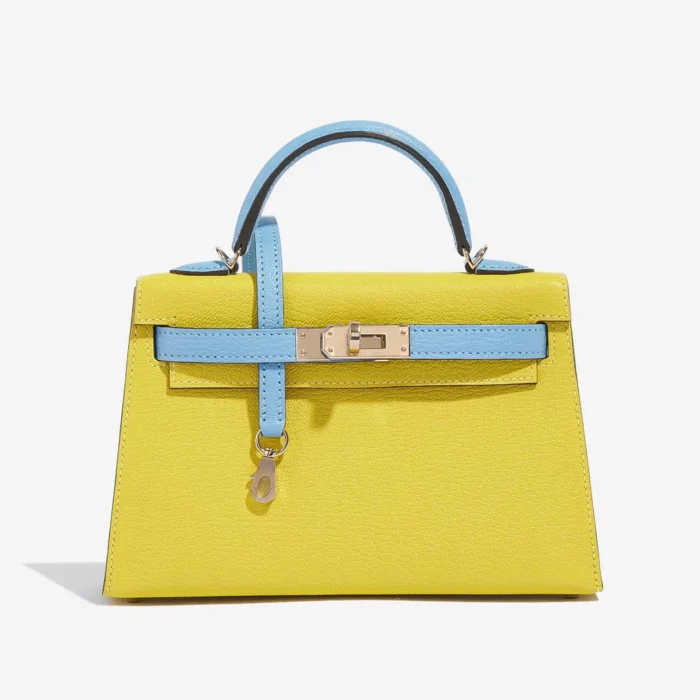 Premium Hermès Replica HSS Kelly Mini Chèvre Mysore Lime/Blue