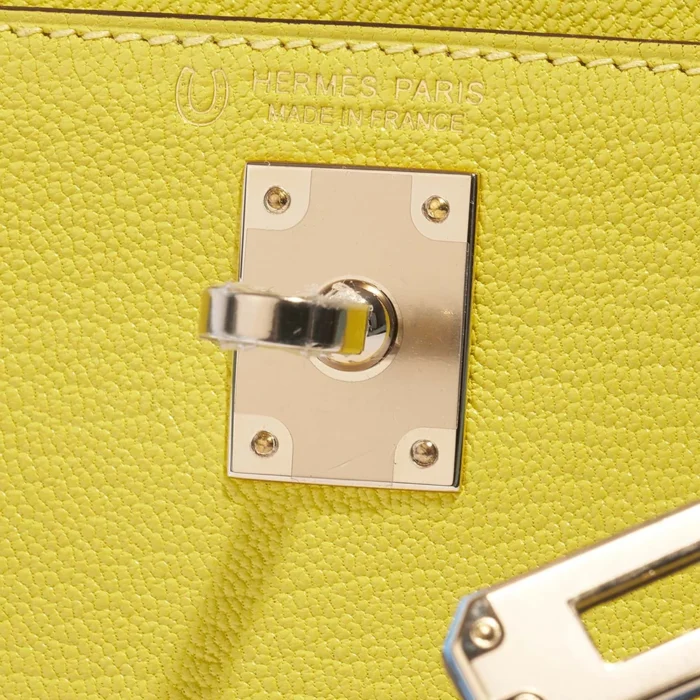 Premium Hermès Replica HSS Kelly Mini Chèvre Mysore Lime/Blue Aztec PBHW - Direct Luxury Fashion - Image 6
