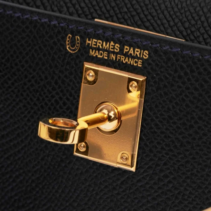 Premium Hermès Replica HSS Mini Kelly Epsom Black/Blue Indigo GHW - Direct Luxury Fashion - Image 6