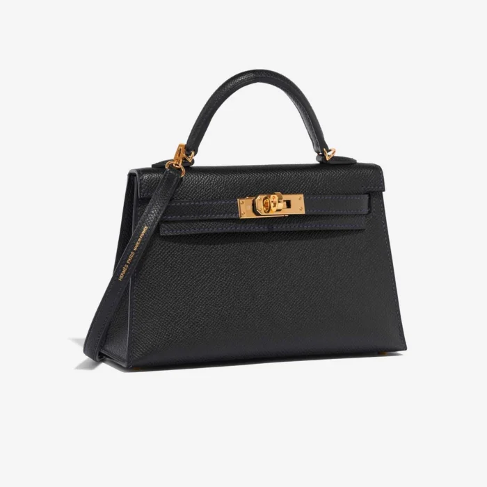 Premium Hermès Replica HSS Mini Kelly Epsom Black/Blue Indigo GHW - Direct Luxury Fashion - Image 4