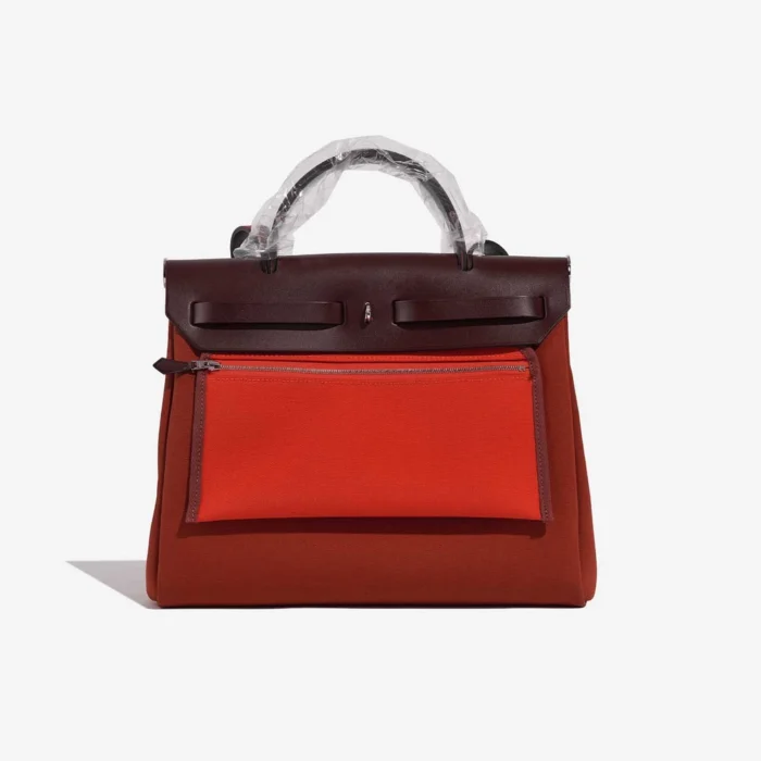 Premium Hermès Replica Herbag 31 Toile/Vache Hunter Cuivre/Orange Mecano/Rouge Sellier PHW - Direct Luxury Fashion - Image 3