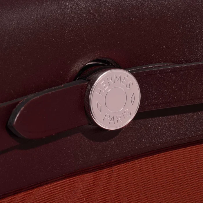Premium Hermès Replica Herbag 31 Toile/Vache Hunter Cuivre/Orange Mecano/Rouge Sellier PHW - Direct Luxury Fashion - Image 6