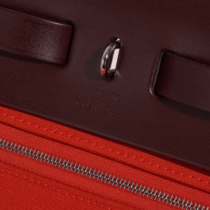 Premium Hermès Replica Herbag 31 Toile/Vache Hunter Cuivre/Orange Mecano/Rouge Sellier PHW - Direct Luxury Fashion - Image 2
