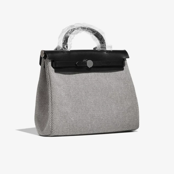 Premium Hermès Replica Herbag 31 Toile/Vache Hunter Ecru/Black PHW - Direct Luxury Fashion - Image 5
