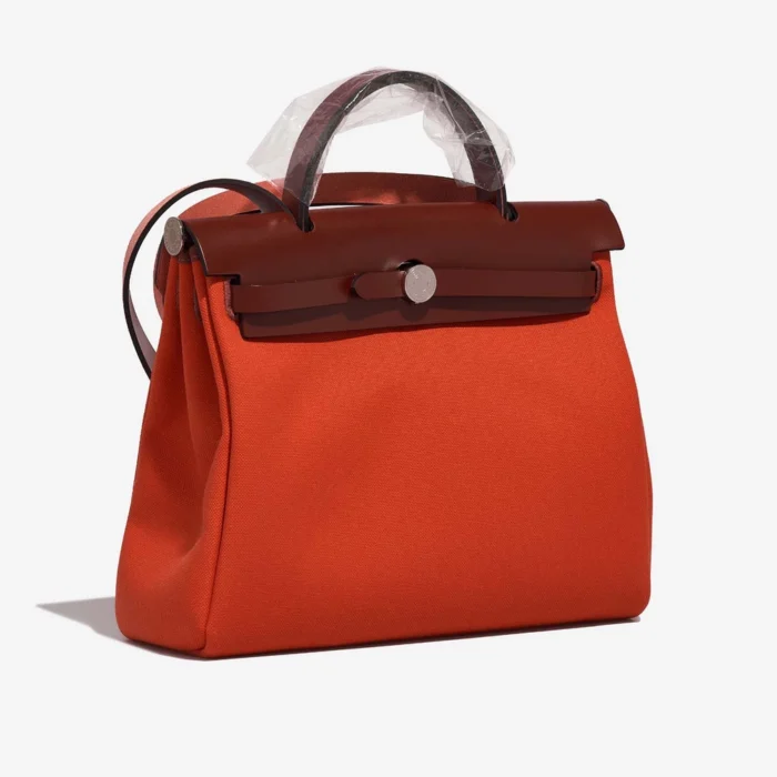 Premium Hermès Replica Herbag 31 Toile/Vache Hunter Orange Mecano/Rouge H PHW - Direct Luxury Fashion - Image 5