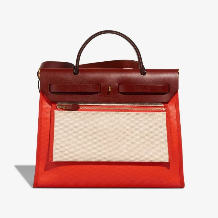 Premium Hermès Replica Herbag 31 Toile/Vache Hunter Orange Mecano/Ecru/Beige/Rouge H GHW - Direct Luxury Fashion - Image 3