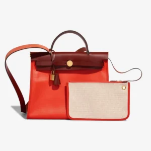 Premium Hermès Replica Herbag 31 Toile/Vache Hunter Orange Mecano/Ecru/Beige/Rouge H GHW - Direct Luxury Fashion