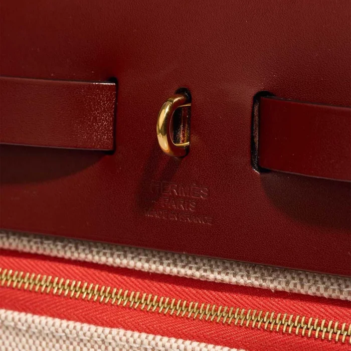 Premium Hermès Replica Herbag 31 Toile/Vache Hunter Orange Mecano/Ecru/Beige/Rouge H GHW - Direct Luxury Fashion - Image 2