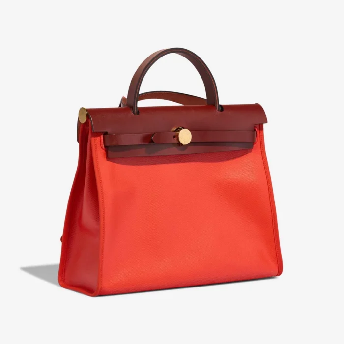 Premium Hermès Replica Herbag 31 Toile/Vache Hunter Orange Mecano/Ecru/Beige/Rouge H GHW - Direct Luxury Fashion - Image 6