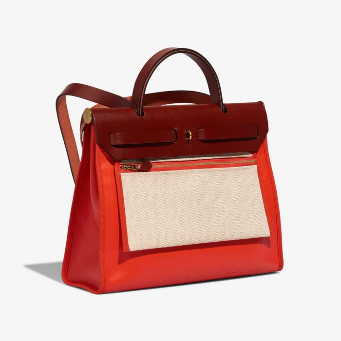Premium Hermès Replica Herbag 31 Toile/Vache Hunter Orange Mecano/Ecru/Beige/Rouge H GHW - Direct Luxury Fashion - Image 5