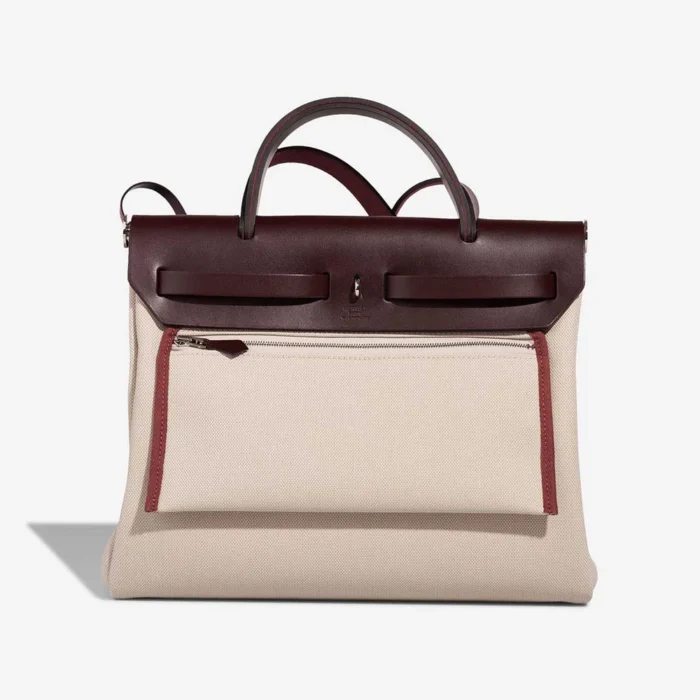 Premium Hermès Replica Herbag 31 Toile/Vache Hunter Rouge Sellier/Rouge H/Beton PHW - Direct Luxury Fashion - Image 3