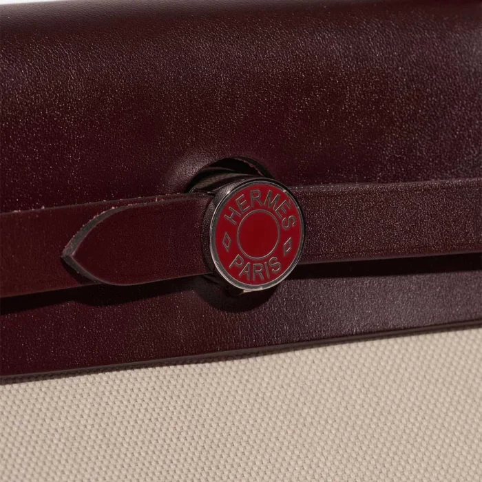 Premium Hermès Replica Herbag 31 Toile/Vache Hunter Rouge Sellier/Rouge H/Beton PHW - Direct Luxury Fashion - Image 6
