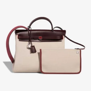 Premium Hermès Replica Herbag 31 Toile/Vache Hunter Rouge Sellier/Rouge H/Beton PHW - Direct Luxury Fashion