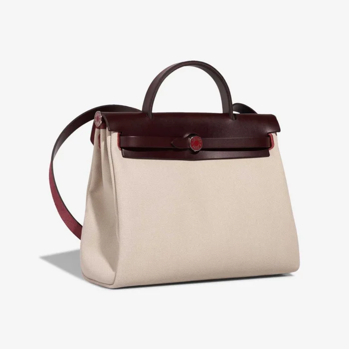 Premium Hermès Replica Herbag 31 Toile/Vache Hunter Rouge Sellier/Rouge H/Beton PHW - Direct Luxury Fashion - Image 5