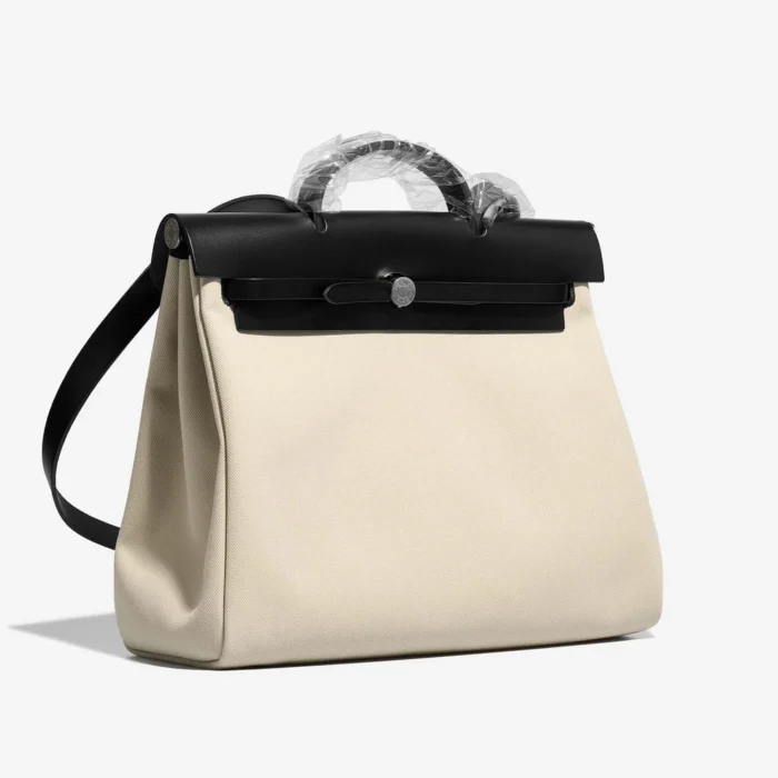 Premium Hermès Replica Herbag 39 Toile/Vache Hunter Black/Beton PHW - Direct Luxury Fashion - Image 5