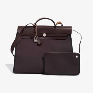 Premium Hermès Replica Herbag 39 Vache Hunter/Toile Dark Burgundy PHW - Direct Luxury Fashion