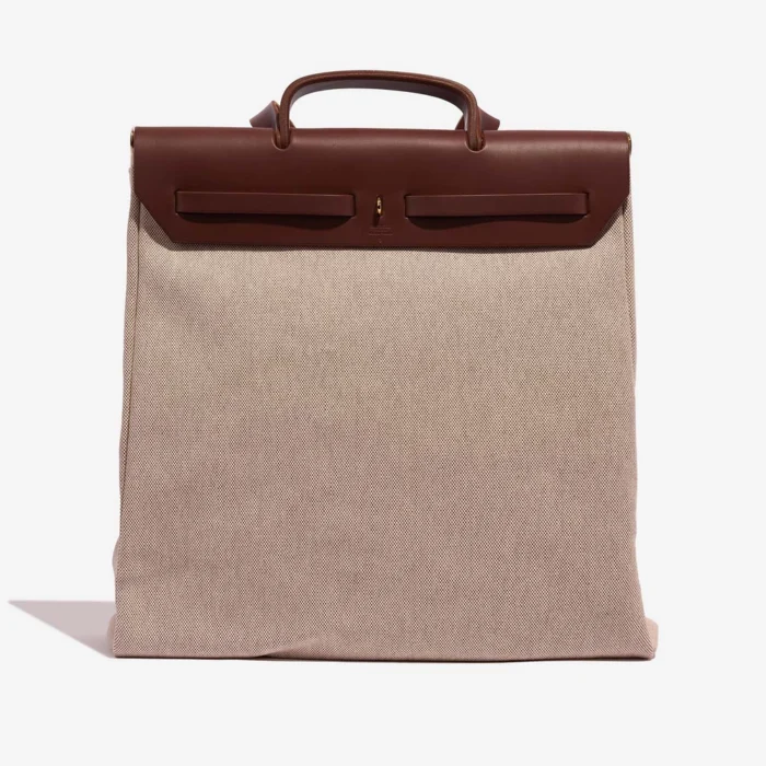Premium Hermès Replica Herbag 39 Vache Hunter/Toile Ecru/Chataigne PBHW - Direct Luxury Fashion - Image 3