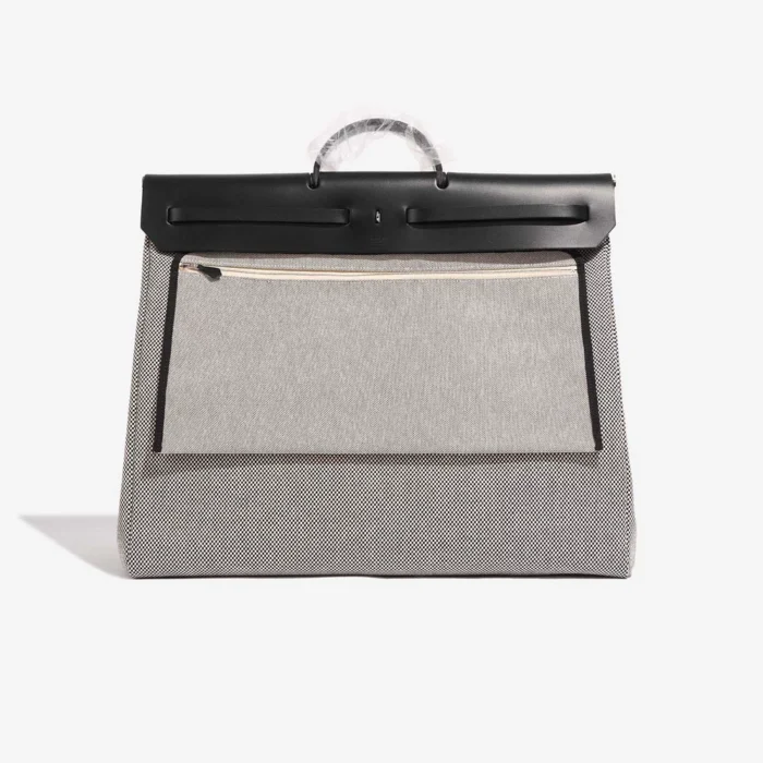 Premium Hermès Replica Herbag 52 Vache Hunter/Toile Black/Ecru PHW - Direct Luxury Fashion - Image 2