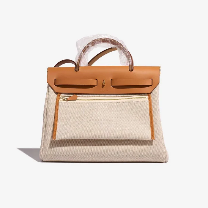 Premium Hermès Replica Herbag Circuit 24 31 Toile/Vache Hunter Orange Mecano/Ecru/Beige/Naturel GHW - Direct Luxury Fashion - Image 3