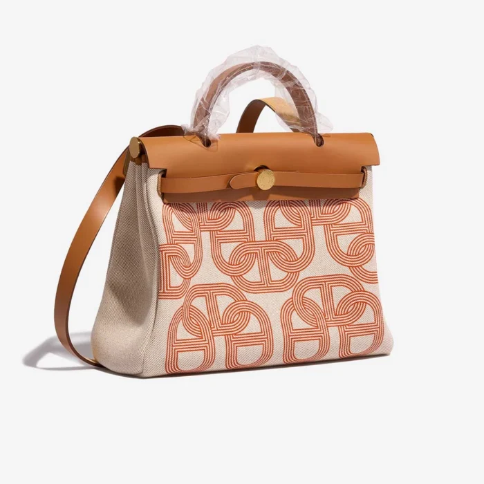 Premium Hermès Replica Herbag Circuit 24 31 Toile/Vache Hunter Orange Mecano/Ecru/Beige/Naturel GHW - Direct Luxury Fashion - Image 5