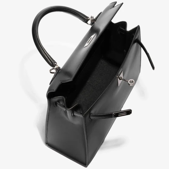 Premium Hermès Replica Kelly 25 Box Black PHW - Direct Luxury Fashion - Image 5
