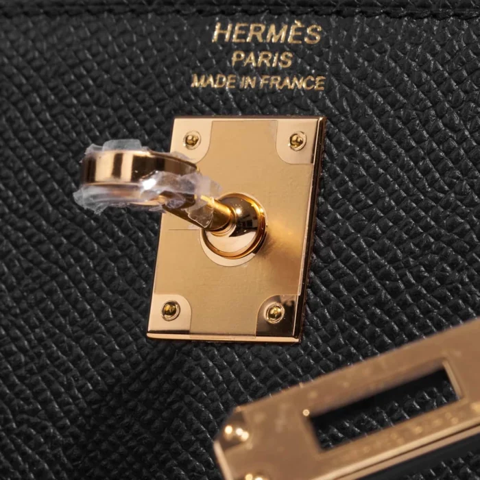 Premium Hermès Replica Kelly 25 Epsom Black GHW - Direct Luxury Fashion - Image 6