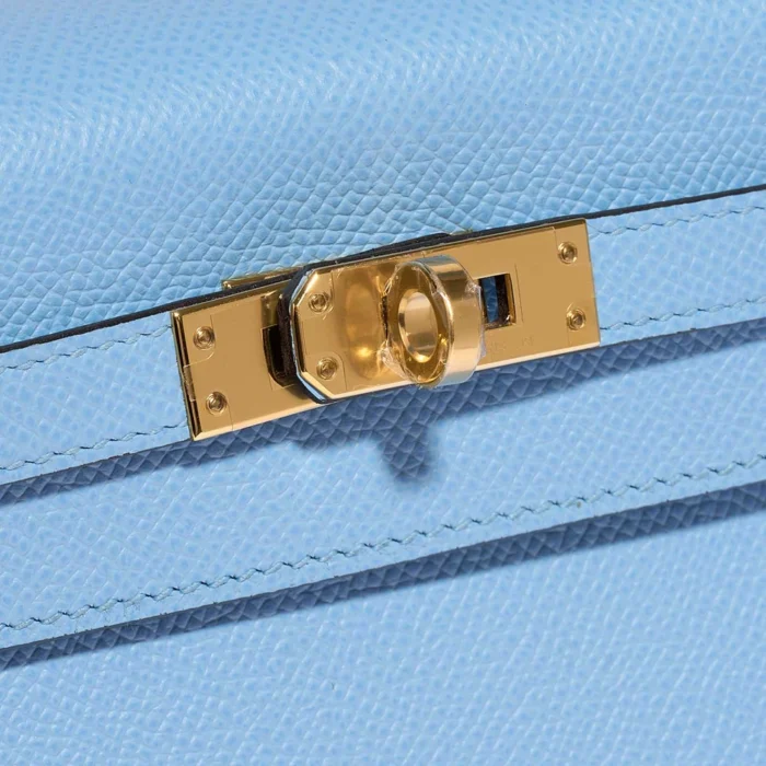 Premium Hermès Replica Kelly 25 Epsom Blue Celeste GHW - Direct Luxury Fashion - Image 7