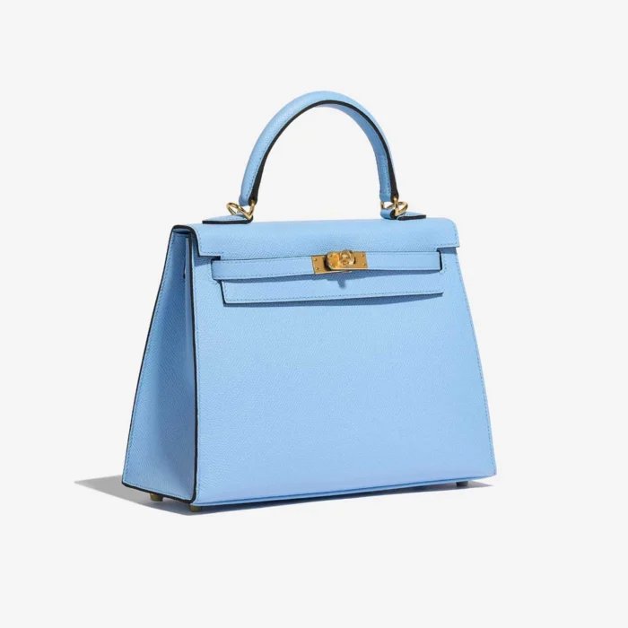 Premium Hermès Replica Kelly 25 Epsom Blue Celeste GHW - Direct Luxury Fashion - Image 4
