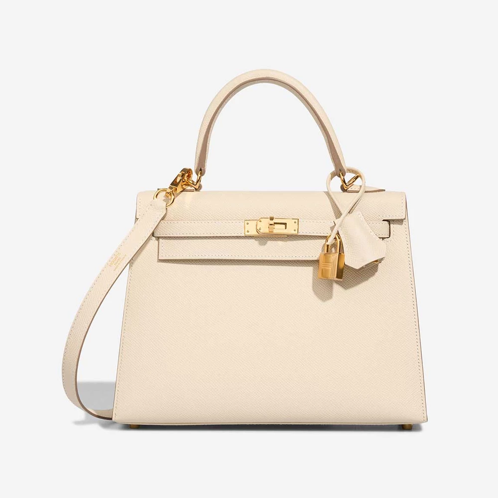 Premium Hermès Replica Kelly 25 Epsom Craie GHW - Direct Luxury Fashion