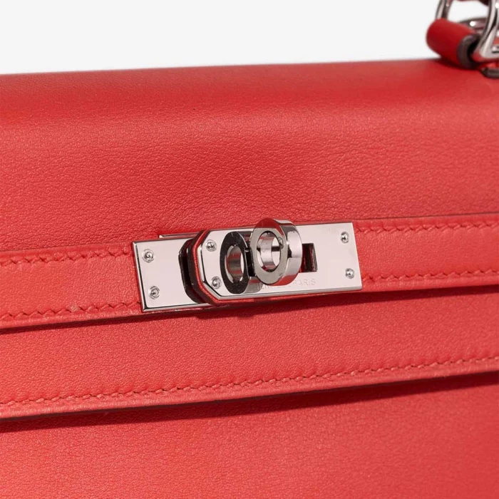 Premium Hermès Replica Kelly 25 Swift Rouge Tomate PHW - Direct Luxury Fashion - Image 6