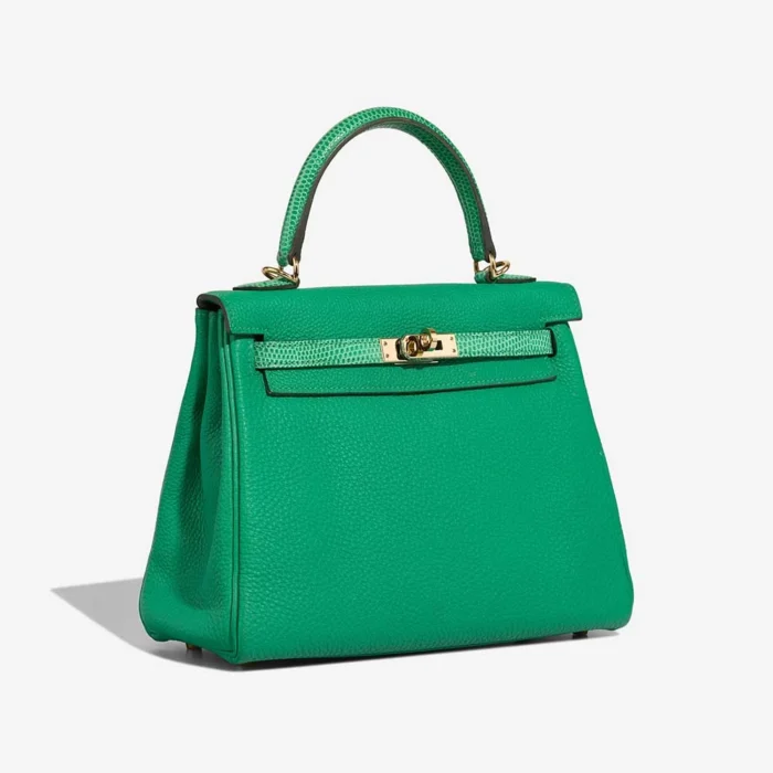 Premium Hermès Replica Kelly 25 Touch Togo/Niloticus Lizard Menthe PBHW - Direct Luxury Fashion - Image 4