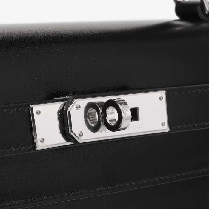 Premium Hermès Replica Kelly 28 Box Black PHW - Direct Luxury Fashion - Image 7