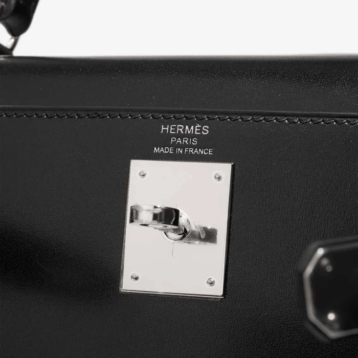Premium Hermès Replica Kelly 28 Box Black PHW - Direct Luxury Fashion - Image 6