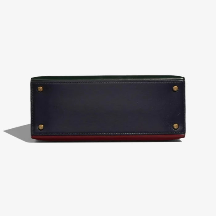 Premium Hermès Replica Kelly 28 Box Vert Fonce/Rouge H/Blue Indigo GHW - Direct Luxury Fashion - Image 3