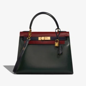 Premium Hermès Replica Kelly 28 Box Vert Fonce/Rouge H/Blue Indigo GHW – Direct Luxury Fashion